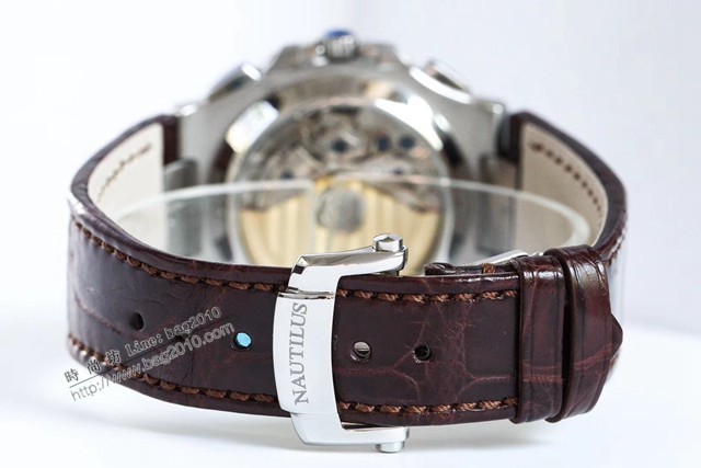 百達翡麗鸚鵡螺不銹鋼錶帶水沙紋拉絲經典複刻專櫃男士腕表 鸚鵡螺真計時腕表  gjs1973